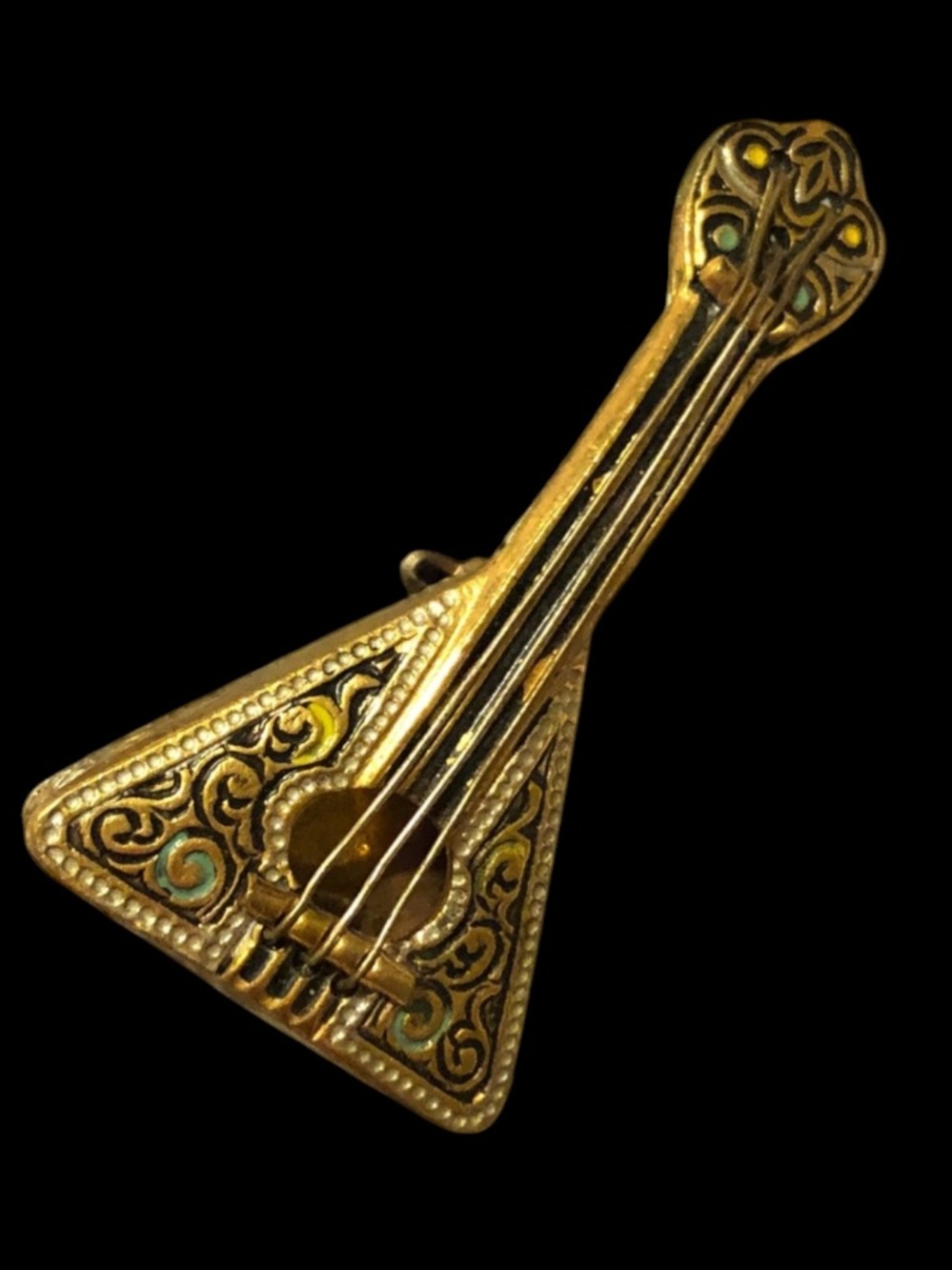 Vintage Balalaika Damascene Brooch Pink Hostpick